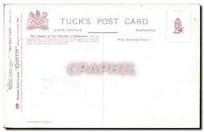 A Terra Santa — A Igreja da Natividade em Belém — Tuck & Sons, série 7310 — Verso