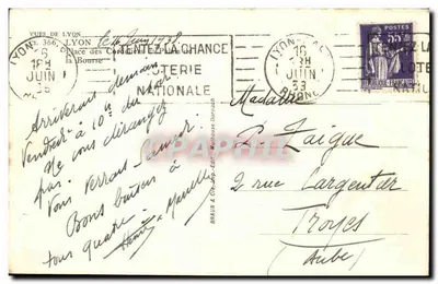 Place des Cordeliers w Lyon — widok miejski z tramwajem i budynkami — wyd. Braun & Cie, nr 366 — Rewers