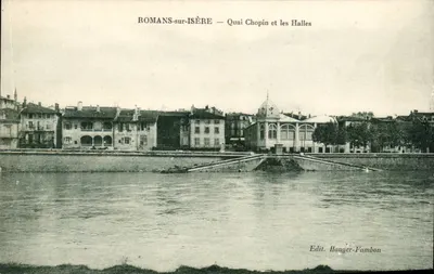 ROMANS-sur-ISÈRE — Quai Chopin e as Halles — Edit. Hauger-Fambon