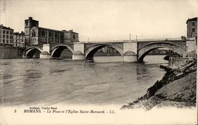 Romans-sur-Isère — Ponte e Igreja de São Bernardo — Editor Tortel Bret, n°3