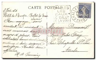 Challes les Eaux - A Estação Termal - Bilhete postal antigo — Verso