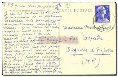 Estrada da Chartreuse a Fourvoire — Oddoux — editor Oddoux, número de série não visível — Verso