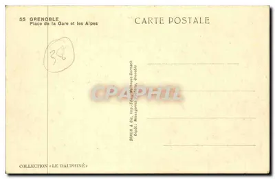 Grenoble - Praça da Estação e as Alpes — Braun & Cie, Imp.-Édit., Grenoble — Verso