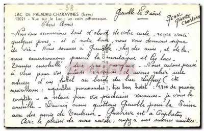 Jezioro Paladru-Charavines — Widok na jezioro; piękny kąt — Wydawnictwo J. Cellard, n°12021 — Rewers