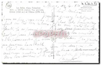 Mens (Isère) — Vista geral — Châtel (1942 m.) e o Obiou (2793 m.) — Editor SPADÈM, n° 38 — Verso