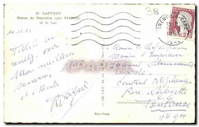 Estátua de Napoleão (por Frémiet) — e o Lago — C.A.P. n° 58 — Verso