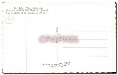 Allevard-les-Bains — Ogólny widok i Gleyzin (2697 m.) — Edition d'Art André, Grenoble — Rewers