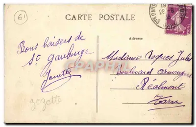 Sainte-Gauburge (Orne) — Prefeitura e Estrada de Paris — Mlle Dufresne, editora, Ste-Gauburge — Verso