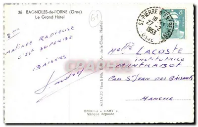 Bagnolles-de-l'Orne — O Grande Hotel — Éditions Gaby — Verso