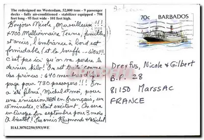 Navio de cruzeiro — Holland America Line — ms Westerdam — Barbados — Verso