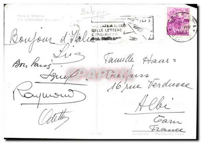 Genova — Port de Genova avec trois grands paquebots — éditeur non identifié — Verso