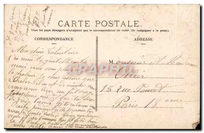 Chalon-sur-Saône — uitzicht op de plein met fontein en beeld — E. A. Parijs — Achterkant