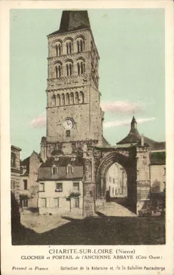 Charité-sur-Loire — Torre sineira e portão da antiga abadia (lado oeste) — Coleção da Kolarsine e da Solução Pautaubege