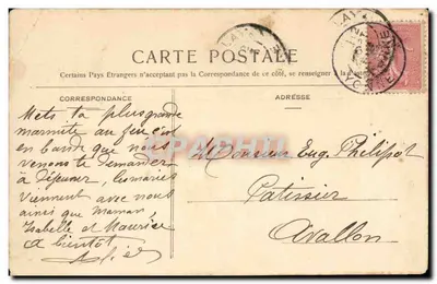 Bilhete postal antigo En Nivernais Le fluteux de Marcy (folklore) — Verso