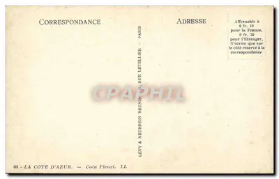 Rosengarten und Blumen — Die Côte d'Azur — Verlag Lévy & Neurdein, Paris — Rückseite