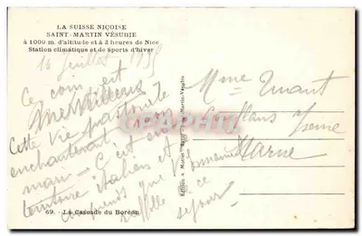La Cascata del Boréon — Saint-Martin-Vésubie — Edizione A. Mattet — Verso