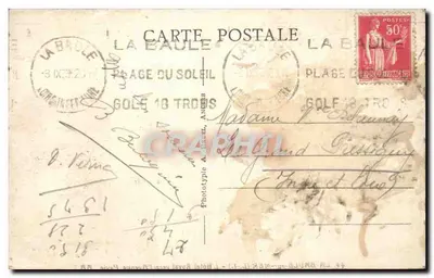 La Baule-sur-Mer — Widok na Hotel Royal w kierunku Alei Pavie — Fototyp A. Barat, nr 44 — Rewers