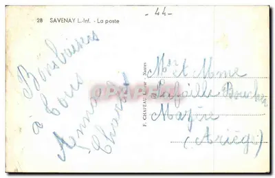 Savenay - A postagem — F. Chapeau, n°44 — Verso