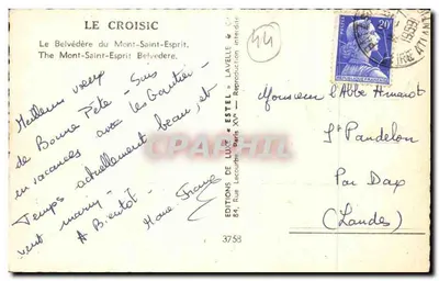 O Belvedere do Mont-Saint-Esprit — Le Croisic — Editor Estel, n° 3753 — Verso