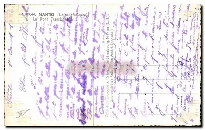 O Pont Transbordeur — Nantes — Editora La Cigogne, n° 44.109.44 — Verso