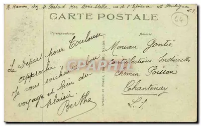 Le Croisic - La Plage de Port-Lin — vista de la playa con bañistas y edificios costeros — editor Artaud et Nozals, n° 47 — Reverso