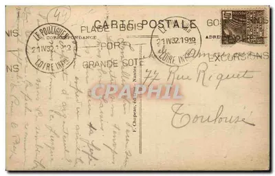 Le Pouliguen (Loire-Inf.) — Vista Generale della Spiaggia — F. Chapeau, editore Nantes — Verso