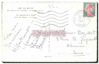 La Baule — Ogólny widok ku Parnichet — wydawca Réal-Photo, nr 1196 — Rewers