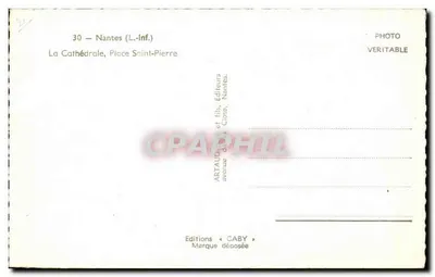 Nantes — A Catedral, Praça Saint-Pierre — Edições GABY — Verso