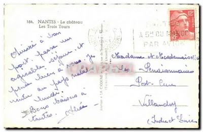 As Três Torres — Nantes — Édition La Cigogne, n°184 — Verso