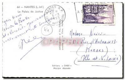 Paleis van Justitie — Nantes — Uitgave Gaby — Achterkant