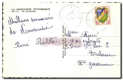 Vacas sob uma árvore em flor — A Normandia pitoresca — Edições Saint-Pierre-Eglise (Manche) n°60-112 — Verso