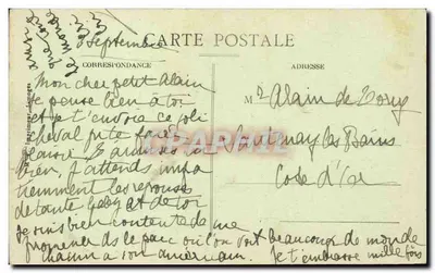 Na Auvergne — Equipage dos Hauts-Plateaux à Califourchon, dirige-se para a Feira — n° 3344 — Verso