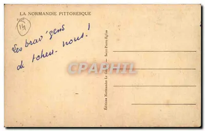 Scena normandzkiego życia — trzech postaci — Le Gouez — Rewers