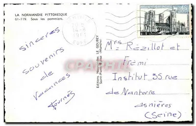 Sob as macieiras — A Normandia pitoresca — Éditions Normandes Le Goubey — Verso