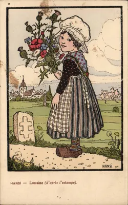 Bilhete postal antigo Fantasia Ilustrador Hansi Lorraine (d'após a gravura)