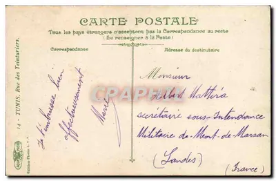 Tunis. Rue des Teinturiers — widok meczety — wydanie Prétu n°14 — Rewers