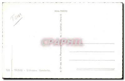 Tunis — Aleja Gambetta — Cw des Arts Photomécaniques, 44, r. Letellier, Paryż — Rewers