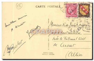 Saint-Floir (Cantal) - Plac Armi - Kasa Oszczędności i Poczta (dawna kancelaria handlowa) — Rewers