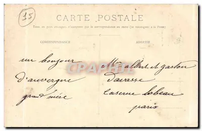 La Cère poniżej Laroquebrou (Cantal) — Ruiny zamku i biały wieś — Fot. Calle — Rewers