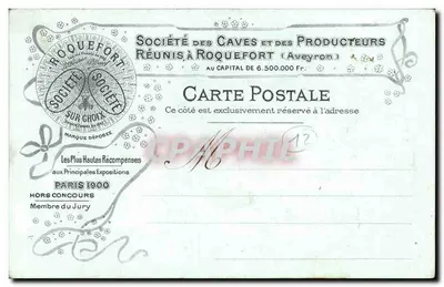 Stara pocztówka Viaduc du Garabit (na odwrocie reklama Societe des Caves a Roquefort Aveyron — Rewers