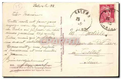 Salers — Hotel de Ville e busto de Tyssandier d'Escous — ARGRA — Verso