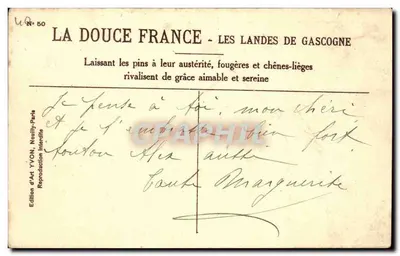 Les Landes de Gascogne — La Dolce Francia — Edizione d'Arte YVON, N° 50 — Verso