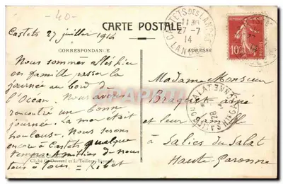 Vieux-Boucau-les-Bains — O Banho — Edição Cléché Claverie — Verso