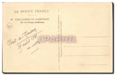 Les Landes de Gascogne — Na pylenych drogach — Wydawnictwo Art YVON, Paryż — Rewers