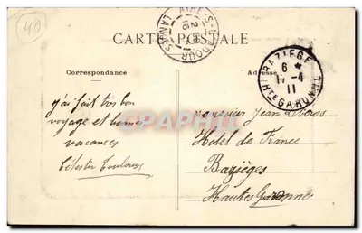 AIRE-SUR-ADOUR (Landes) — Vista geral — Cidade e Bispo — A. Dedebau, editor — Verso