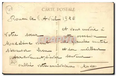 Crepúsculo (Landes) — paisagem florestal com lua — O.-L.-E. Mascré, n° 7536 — Verso