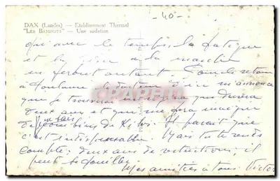 Dax (Landes) — Estabelecimento Termal 'Les Baignots' — Uma sudação — Verso