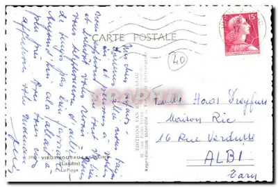Praia de Vieux-Boucau-les-Bains — Editor Éditions Van Esroullau, n°40 — Verso