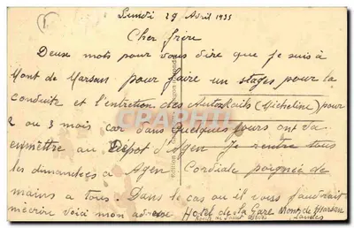 Mont-de-Marsan (Landes) — A Prefeitura — Editor desconhecido, n° 1229 — Verso