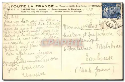 Droga obok Boudigau — Capbreton (Landes) — Éditions Jové, Pau (B.P.) — Rewers